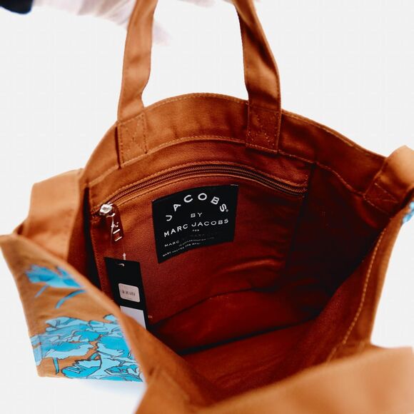 NWT Marc Jacobs Brown Blue Pansy Floral Crossbody Tote Bag - Picture 10 of 11